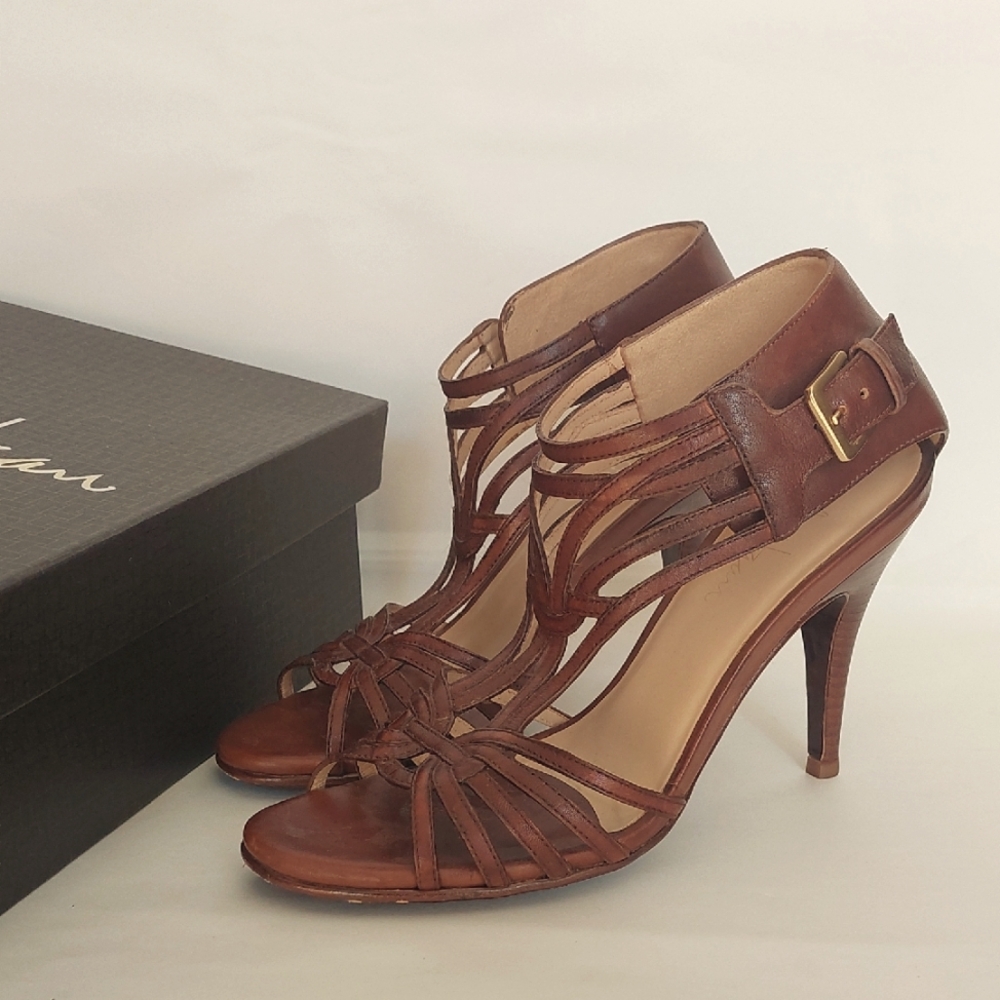 Cole Haan Brown Strappy Leather Heels
